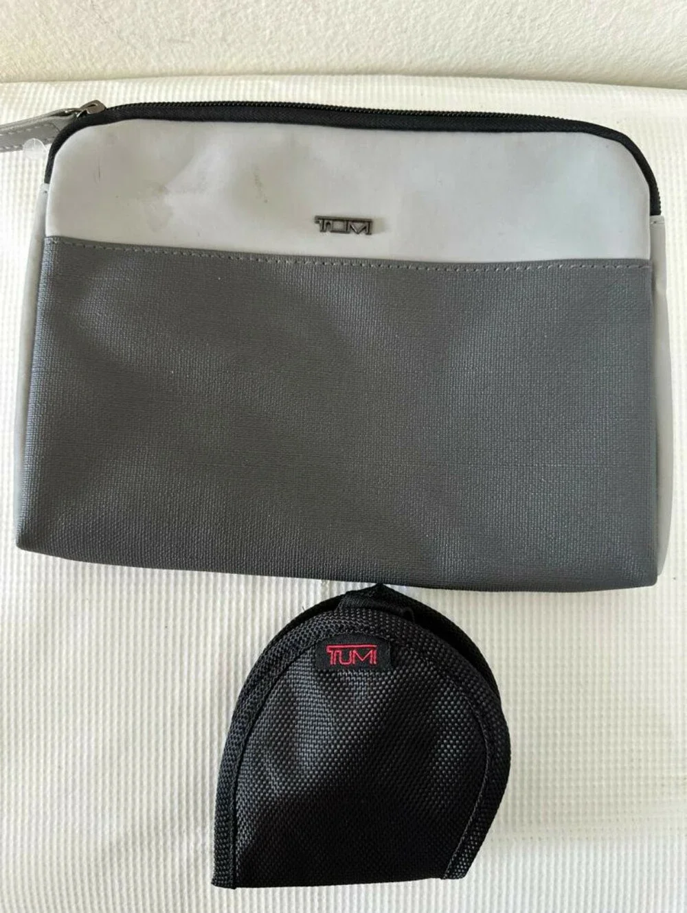 Tumi For Delta Soft Zippered Travel Toiletry Pouch Case Only Grey Two Tone